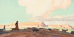 Maynard Dixon, Shepherdess in Mesa Land, 1941, gouache on paper