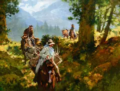 After the Hunt, Still Carrying Her Weight by C. Michael Dudash, 2014, oil on canvasboard, sold Jul 2026