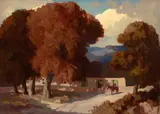 Fremont Ellis, Shadows on Adobe, oil on canvas