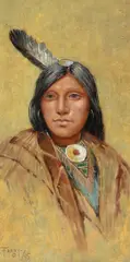 Henry Farny, Indian Head, Brave, 1895, oil on board