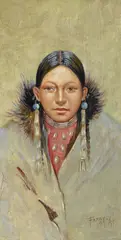 Henry Farny, Indian Head, Maiden, 1895, oil on board