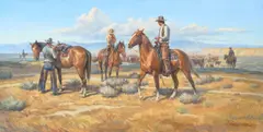 Nicholas Firfires, Saddling Up, 1962, oil on canvas