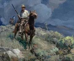 Luke Frazier, Tracking the Stock Killer, 2026, oil on board