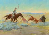 Elling William Gollings, Roundup Time, 1911, oil on canvas laid on board