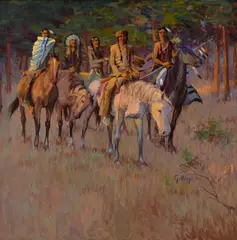 Elling William Gollings, Riders in the Woods, oil on canvas