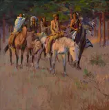 Elling William Gollings, Riders in the Woods, oil on canvas