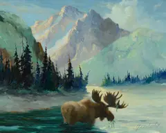 Harvey B. Goodale, Alaskan Moose, oil on canvas