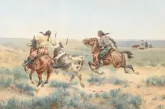 Herman W. Hansen, Issuing Government Rations, watercolor on paper