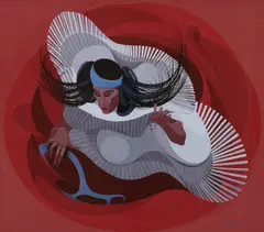 Oscar Howe, Herakawin (Elk Woman), 1963, casein on paper