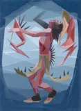 Oscar Howe, Sioux War Dancer, 1965, casein on paper