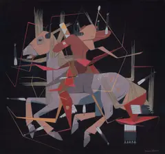 Oscar Howe, Horse Dancer, casein on paper
