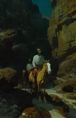 Frank Tenney Johnson, Midnight in the Canyon, 1930, oil on canvas