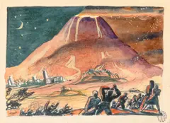 Rockwell Kent, Erupting Volcano, watercolor on paper