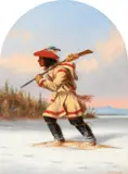 Cornelius Krieghoff, Indian Hunter on Snowshoes, oil on canvas