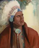 Kathryn W. Leighton, The Blackfoot Warrior, oil on canvas