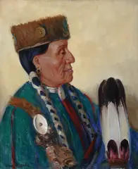 An Osage Councillor by Kathryn W. Leighton, oil on canvas, sold Jul 2026