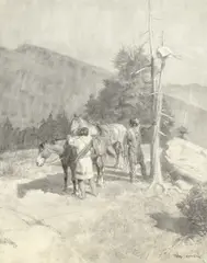 Tom Lovell, The Gift to the Sun, charcoal on paper