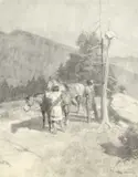 Tom Lovell, The Gift to the Sun, charcoal on paper