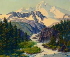 Fred Machetanz, Out from the Snowfields, 1965, oil on board