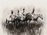 Mark Maggiori, Four Native American Riders, 2014, ink wash on paper