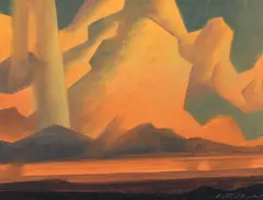 Ed Mell, Dusty Sundown, 2014, oil on canvas laid on board