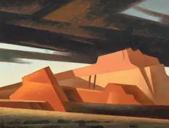 Ed Mell, Slanted Mesas I, 2015, oil on canvas laid on board