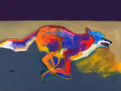 John Nieto, Running Coyote, 2016, acrylic on canvas