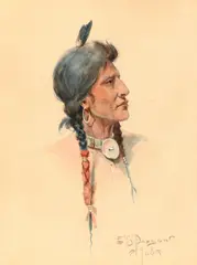 Edgar S. Paxson, Indian Brave, 1908, watercolor on paper