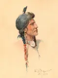 Edgar S. Paxson, Indian Brave, 1908, watercolor on paper