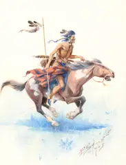 Edgar S. Paxson, Indian Brave on Horse, 1905, watercolor on paper