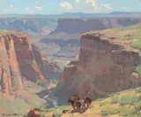 Edgar Alwin Payne, Riders Overlooking Canyon, oil on canvas