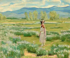 Bert Geer Phillips, The Water Carrier, Taos Pueblo [or] Daughter of the Water Clan (ca. 1912), oil on canvas