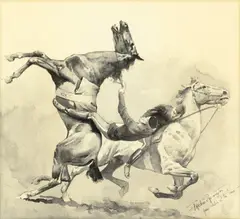 Frederic Remington, Cavalry Maneuver, 1891, pen and ink wash on board