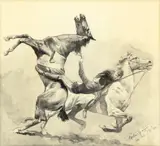 Frederic Remington, Cavalry Maneuver, 1891, pen and ink wash on board