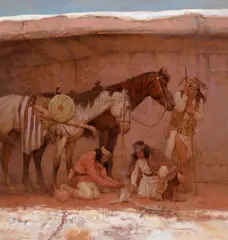 Kenneth Riley, Ancestral Shelter, 1989, oil on board