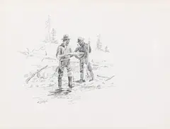 Finding the Gold That Made Virginia City Famous (ca. 1911) by Charles Marion Russell, pen and ink on paper, sold Jul 2026