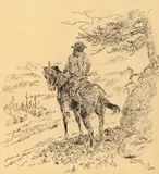 Charles Marion Russell, Highwayman Waiting for His Prey, 1910, pen and ink on paper