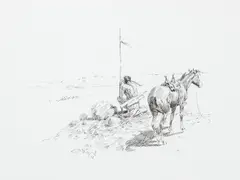 Charles Marion Russell, An Indian Lookout, 1911, pen and ink on paper