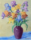 Birger Sandzén, Iris, 1938, oil on board