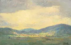 Joseph Henry Sharp, Sunburst, Taos, New Mexico, oil on board