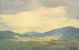Joseph Henry Sharp, Sunburst, Taos, New Mexico, oil on board