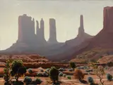 Jimmy Swinnerton, Morning Comes to Monument Valley, oil on canvas