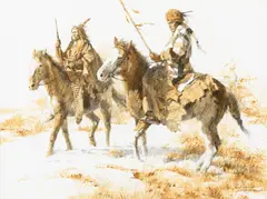 Howard Terpning, Blackfoot in Winter, 1982, mixed media on board