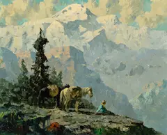 Eustace Paul Ziegler, Mt. McKinley Overlook, oil on board