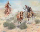 Edward Borein, Rounding Up a Stray, 1922, watercolor on paper