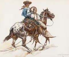 Joe De Yong, Vaquero on Horseback, gouache on paper