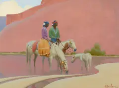 Canyon Oasis by Gerard Curtis Delano, oil on canvas laid on board, sold Jul 2025