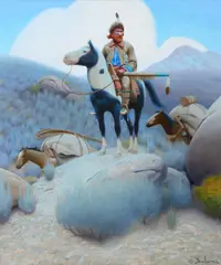 The Mountain Man by Gerard Curtis Delano, oil on canvas, sold Jul 2025