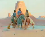 Gerard Curtis Delano, Navajos at a Water Hole, oil on canvas