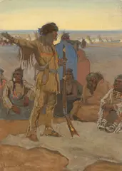 Maynard Dixon, The Liar, 1908, gouache and charcoal on paper board